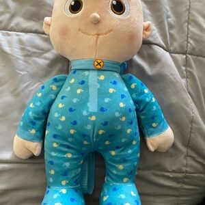 Cocomelon JJ Plush Backpack 16 Inch Toy Doll Zipper Adjutant Straps Blue